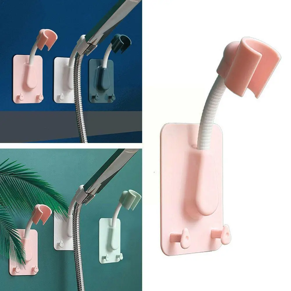 

Adjustable Shower Bracket Shower Holder Self-adhesive With Bathroom Bracket Spa Wall Mount Stand 2 Hooks Universal N3y1