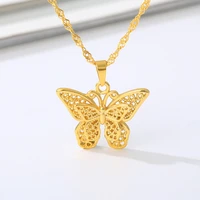 tulx stainless steel butterfly statement necklaces pendants woman chokers collar water wave chain necklace chunky jewelry