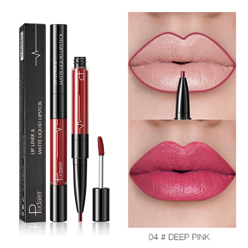 

1pc Double-end Matte Lipstick Lip Liner Gloss Long-lasting Waterproof Tattoo Paint Lip Tint Matt Stick Batom Lipgloss