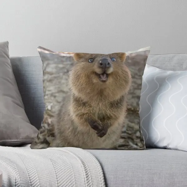 

Be Happy Like A Quokka Printing Throw Pillow Cover Decorative Home Waist Soft Bedroom Comfort Hotel Bed Pillows not include