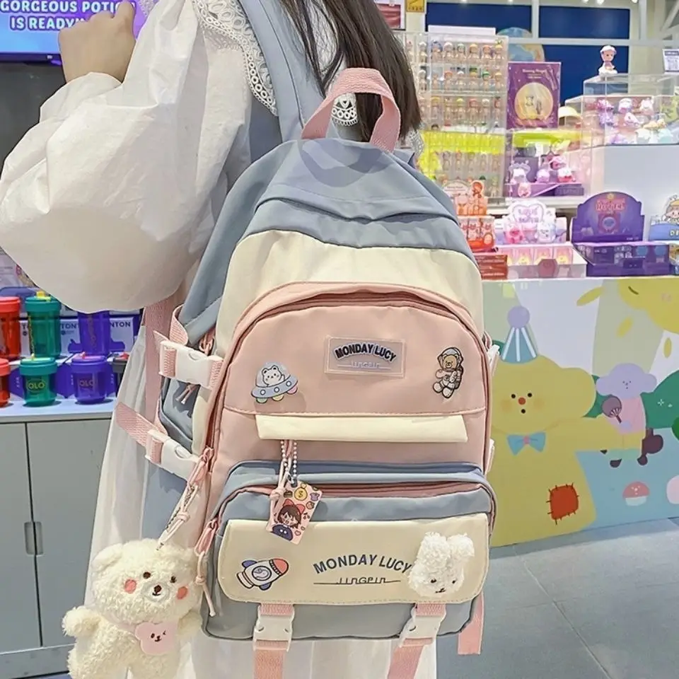 

Dropshipping kawaii schoolbag female ins wind cute primary school backpacks for students cute school bags for girls backpack