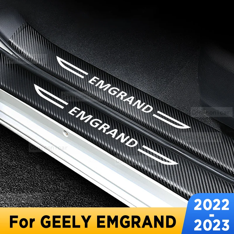 

Car Door Sills Scuff Plate Threshold Protector Interior Imitation Carbon Fiber Sticker Accessories For GEELY EMGRAND 2022-2023