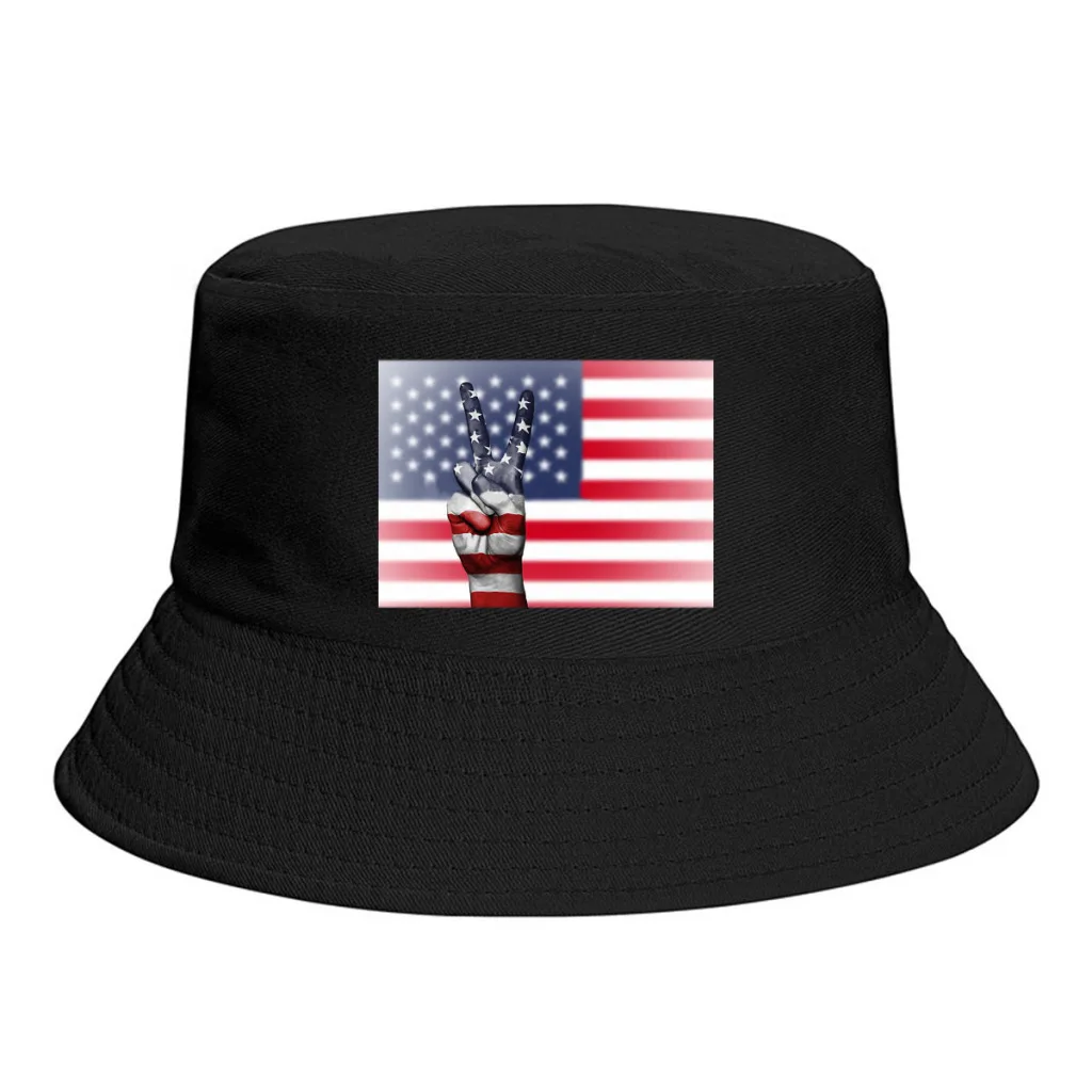 

USA 2022 FLAG Bucket Hat Polyester Men Unisex Fisherman Hat Customized Fashion Journey Caps
