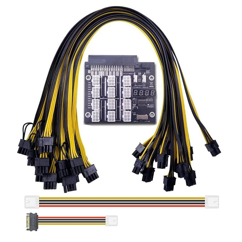 

Mining Breakout Board 12 Port 6Pin Power Module With LED 4Pin Cable For Dell PSU Server With 6Pin To 8Pin Power Cable
