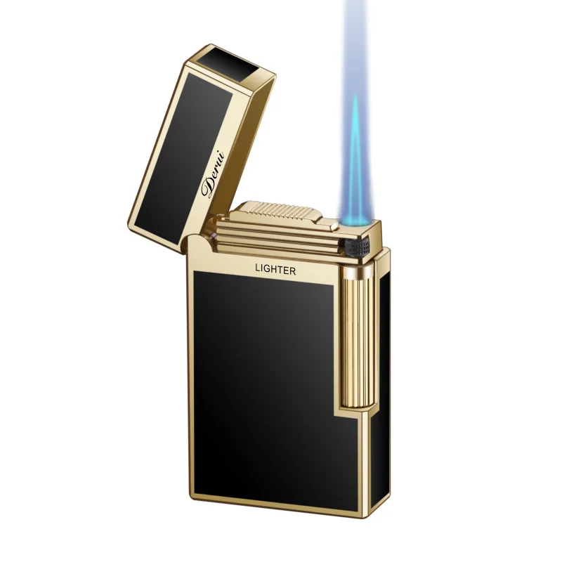 

Derui Luxury Ping Sound Inflatable Butane Gas Lighter Ordinary Side Press Flame Lighter Smoking Accessories Gadgets for Men Gift