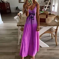 spring and summer 2022 hot v neck sexy slim plus size slimming letter print long dress beach slip dress 1a021
