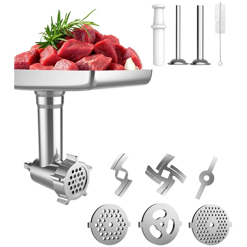 

Meat Grinder Attachment For 1522 Stand Mixers,Included 2 Sausage Stuffer Tubes,Durable Metal Food Grinder Attachments By