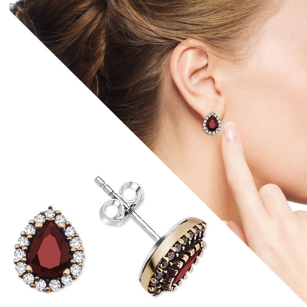 

Zircon Tektaşlı Sandwich Design Rose Color 925 Sterling Silver Dangle Earrings