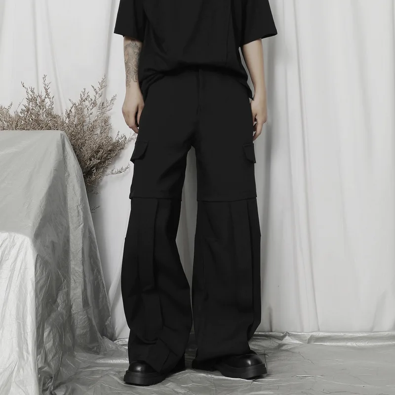 Men's Loose Wide Leg Casual Pants Japanese Fashion Fashion Personalized Stitching Versatile Loose Straight Leg Mops
