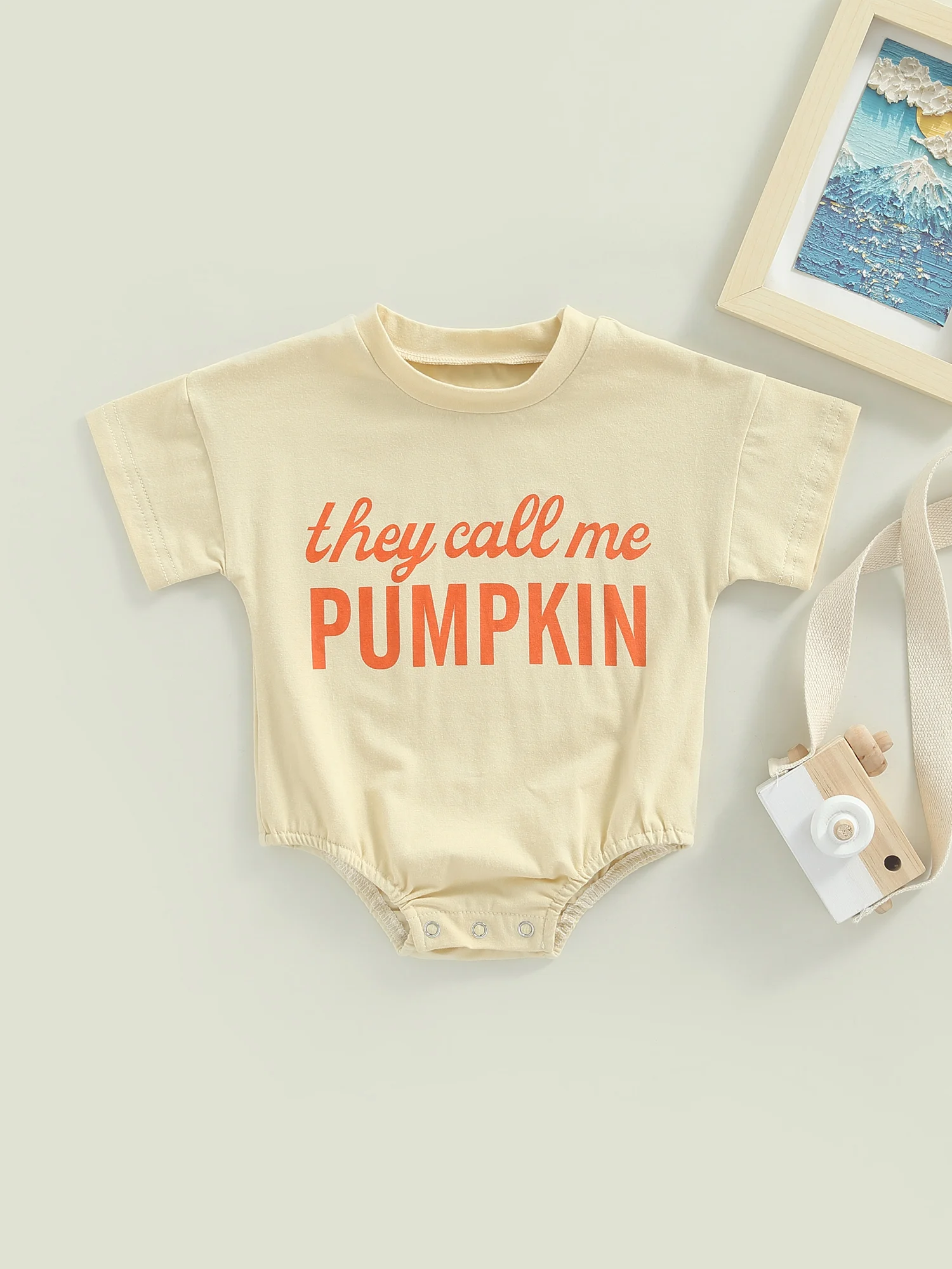 

0-24M Baby Boys Girls Halloween Romper THEY CALL ME PUMPKIN Casual Short Sleeve Letter Print Round Neck Playsuit