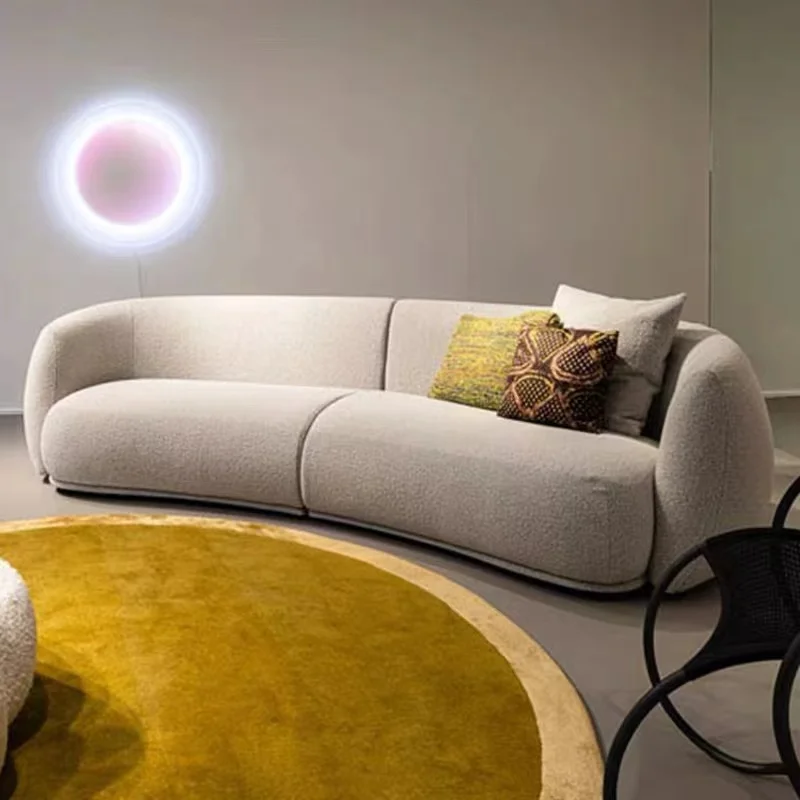 

XK Nordic Light Luxury Curved Lambswool Fabric Sofa Modern Minimalist Internet Celebrity Living Room