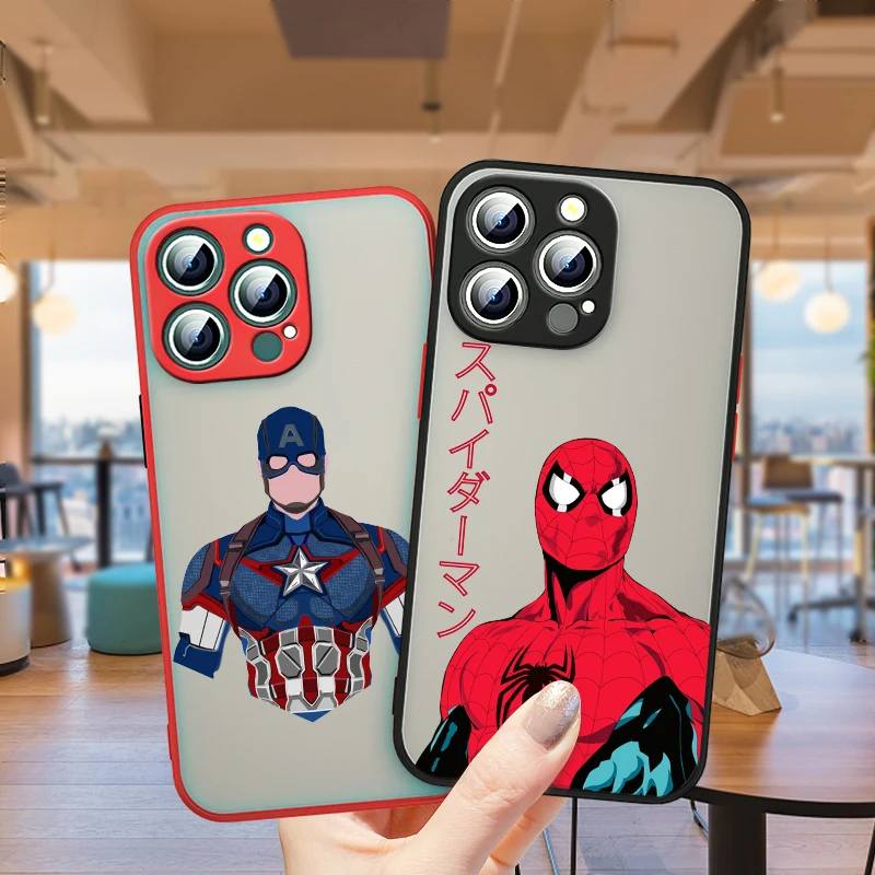 

Captain America Avengers For Apple iPhone 13 12 11 Pro Max Mini XS Max X XR 6 7 8 Plus SE Frosted Translucent Phone Case