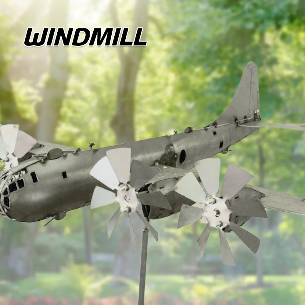 

B-29 Super Fortress Windmill Iron Wind Spinner Sculpture Wind Sculpture for Yard Garden Decoration Outdoor Cool