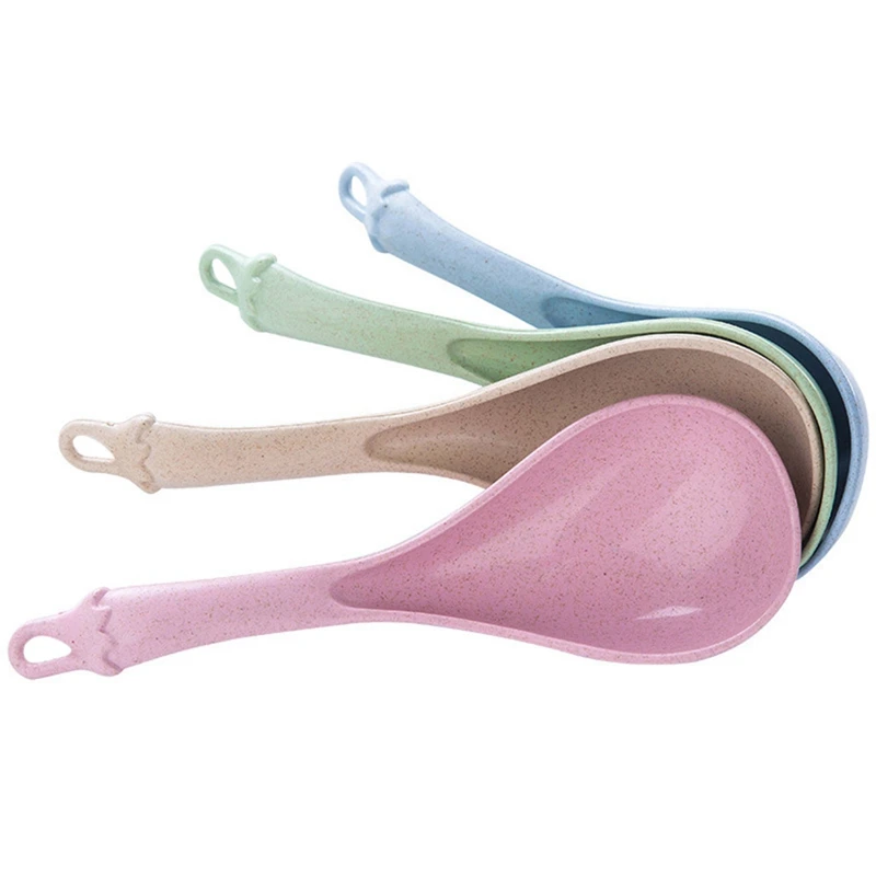

4 Pcs Thickened Large Ladle Wheat Straw Household Porridge Ladle Kitchen Utensils Rice Ladle Porridge Ladle