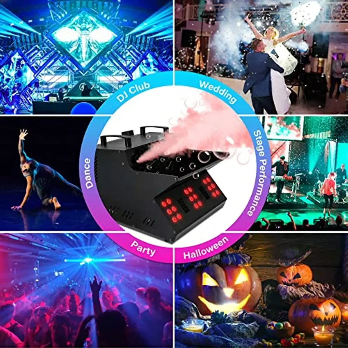 3-в-1 станок для создания дымовых пузырей с 18 RGB-подсветкой автоматический Dmx 512