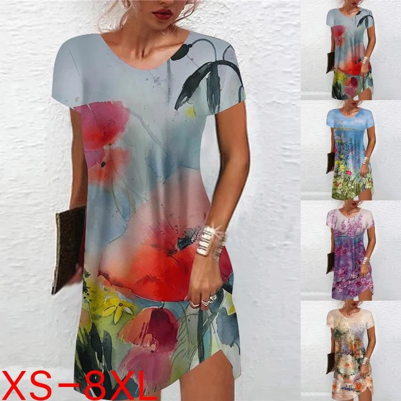 

Women's 2023 Fashion Summer Vintage V Neck Short Sleeve Dress