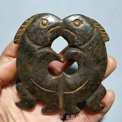 

Exquisite antique iron meteorite Pisces jade pendant ornament