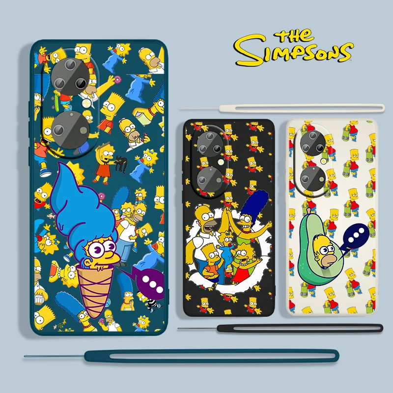 

The Simpsons Family For Huawei P50 P40 P30 P20 P Smart Z Pro Plus 2019 2021 5G 4G TPU Liquid Rope Phone Case Fundas Coque Cover