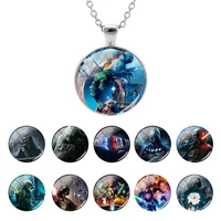 disney glass dome chain star wars roles clear image cartoon pendant chain link necklace cabochon handmade fashion jewelry fxq118
