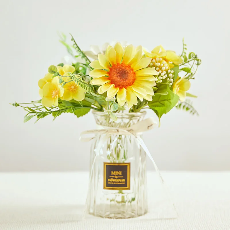 1 букет искусственных шелковых цветов Подсолнухи ветки маргаритки домашний сад