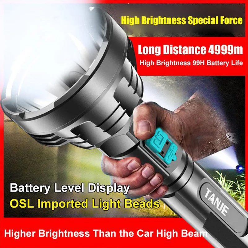 

2pcs HID super bright LED flashlight XHP700 second generation wick quad core IPX6 water proof Smart battery display Strong Led