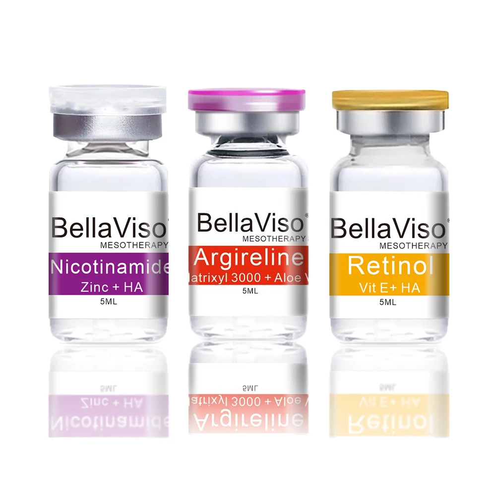 

BellaViso Anti Wrinkle Facial 5ml Meso MTS Serum Booster Ampoule Skin Rejuvenation Microneedling Mesotherapy Solution 3 Vials