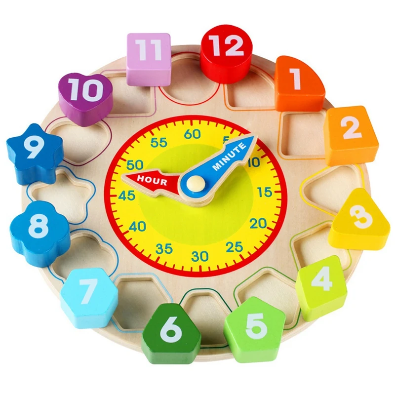 

Wooden Color Clock Puzzle Teaching Time Sorting Numberblocks Stacking Early Learning Educational Toy Gift