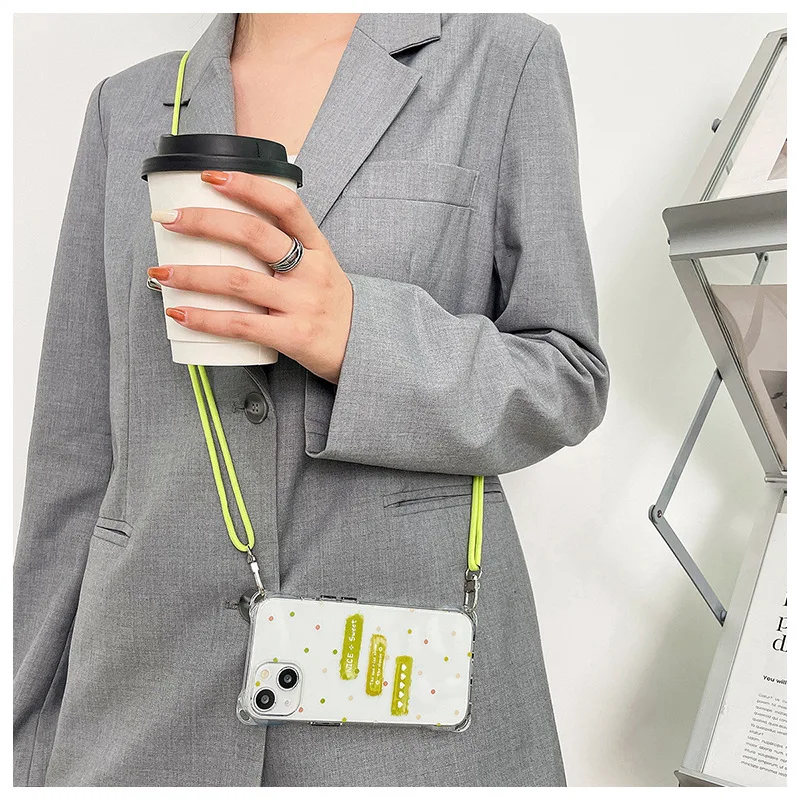 

Colorful Dots Crossbody Necklace Cord Lanyards Phone Cover Case for iPhone 15 14 13 12 11 Pro Max Plus