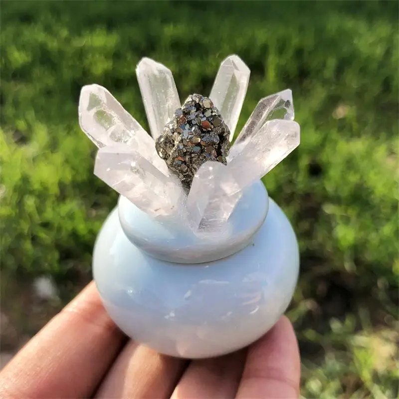 Натуральный пиритовый кварц цевый керамический горшок культура Хрустальный