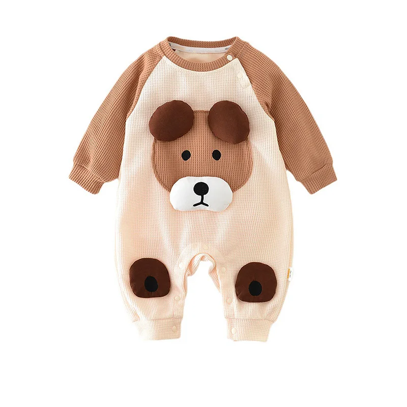 

Newborn Jumpsuit Cartoon Dog Baby Clothes for Boy Girl Spring Fall Waffle Romper Infant Long-Sleeved Onesie Toddler Outfit