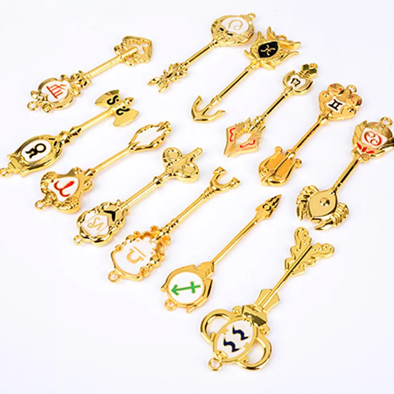 

Anime Fairy Tail Keychain Lucy Zodiac Star Spirit Magician Summons Key Ring Twelve Constellation Key Chains Cosplay Gifts
