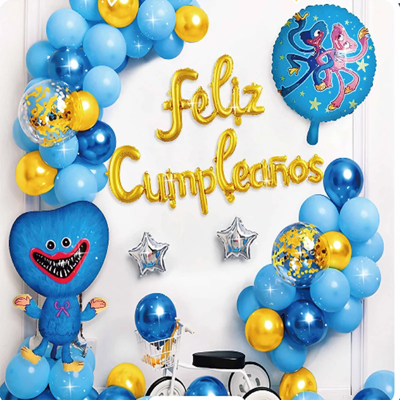 

Decorative Balloon Children's Balloon Poppy Birthday Balloon Set Children's first birthday blue cartoon balloon party decoration