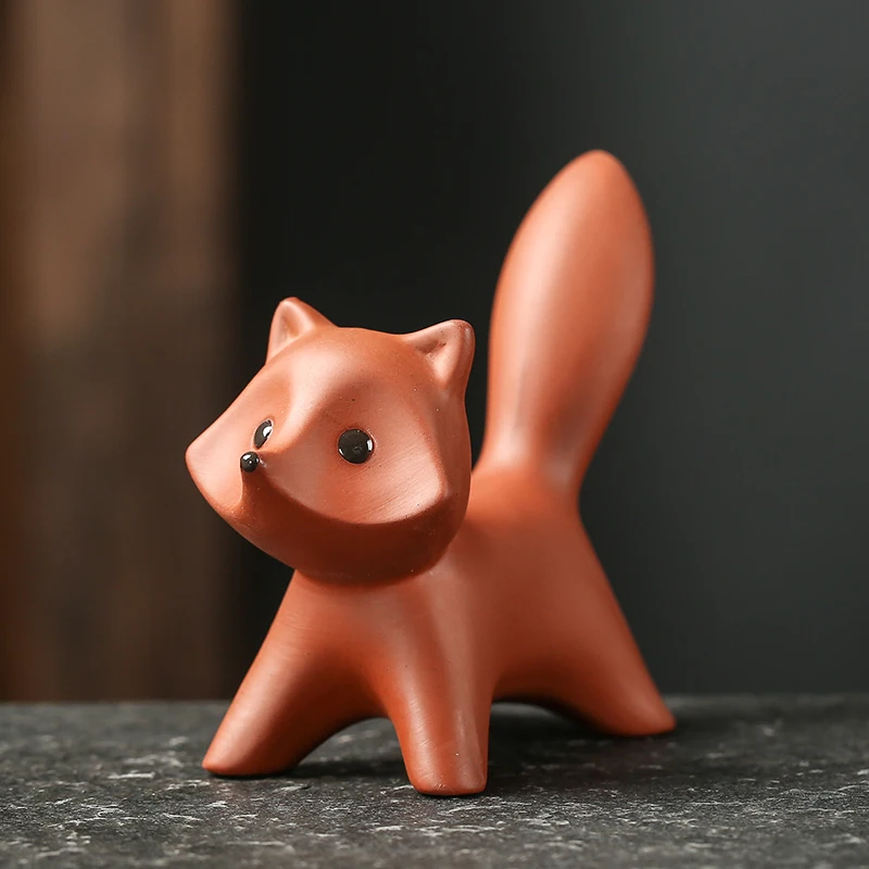 

Little Fox Handmade Couple Tea Pet Purple Sand Can Raise Tea To Play Tea Set Ornaments Chinese Tea Accessories