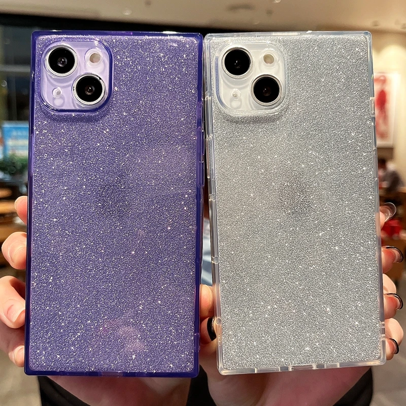 

Мягкий Квадратный прозрачный чехол карамельного цвета для iphone 11 12 13 Pro Max XS X XR 7 8 Plus SE 2020 противоударный Блестящий бампер задняя крышка