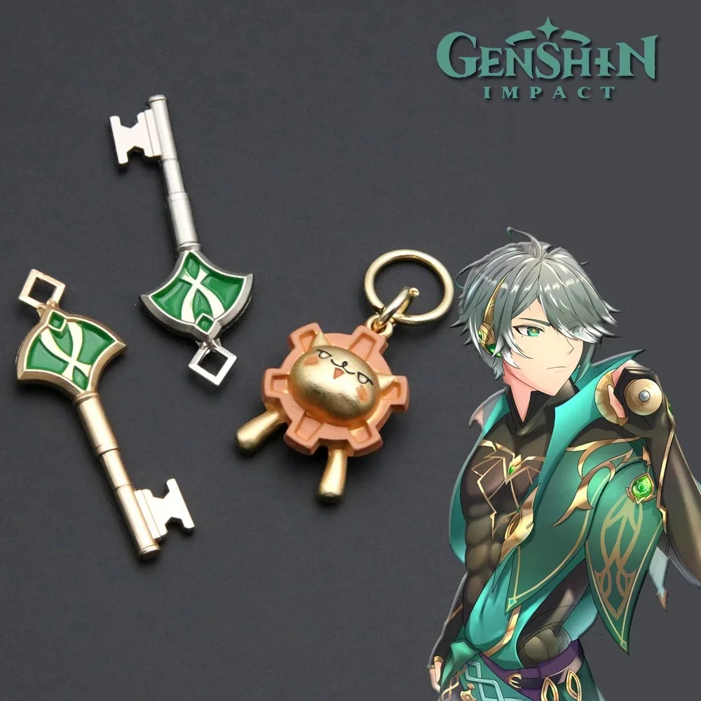 

Брелки для ключей Game Genshin Impact alhaiтема Kaveh Lionet, металлические брелки для косплея, подвеска для ключей, аксессуары, рождественские подарки