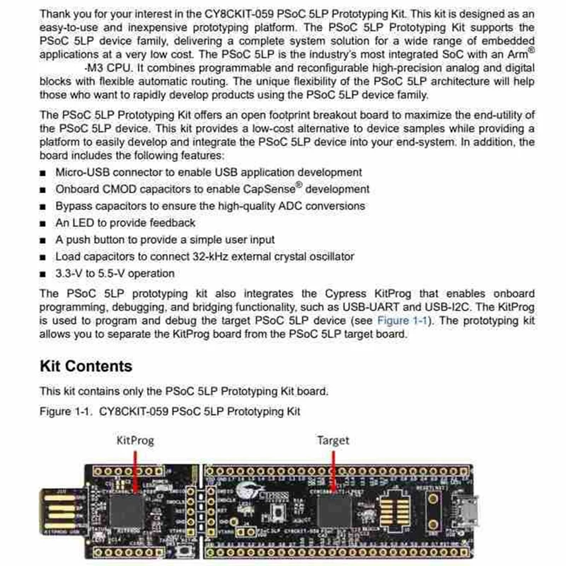 ABGZ-CY8CKIT-059 Psoc 5LP ARM Cortex M3 CY8C58LP Prototyping Kit Evaluation Demo Board Module Development Board Tools