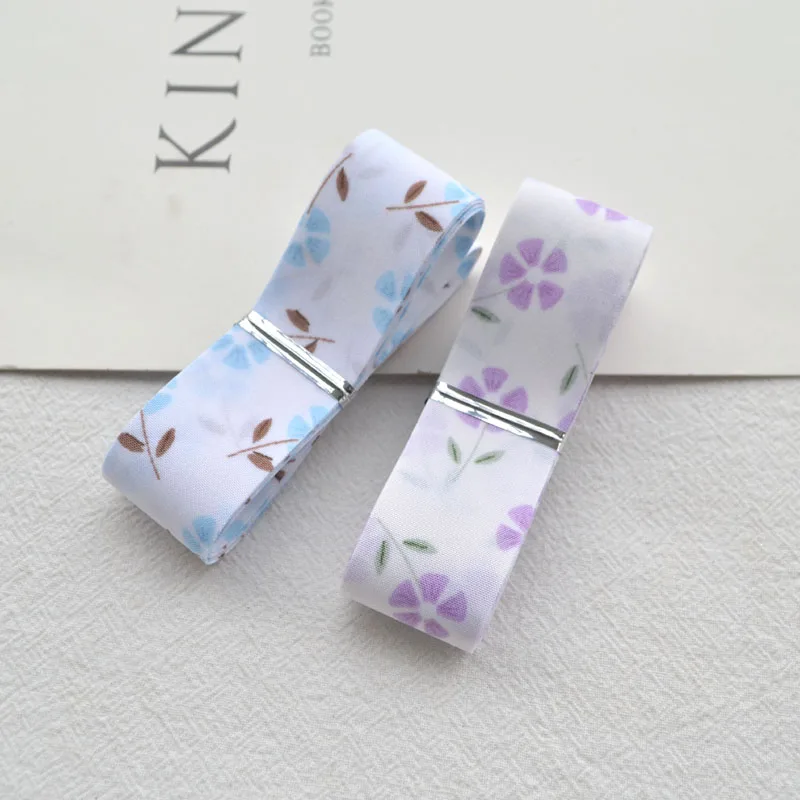 4m/lot 25mm Printed Flower Ribbon Bow Knot Material For Hair Ornament Garments Gift Wrapping Decoration Cloth Art Ribbons