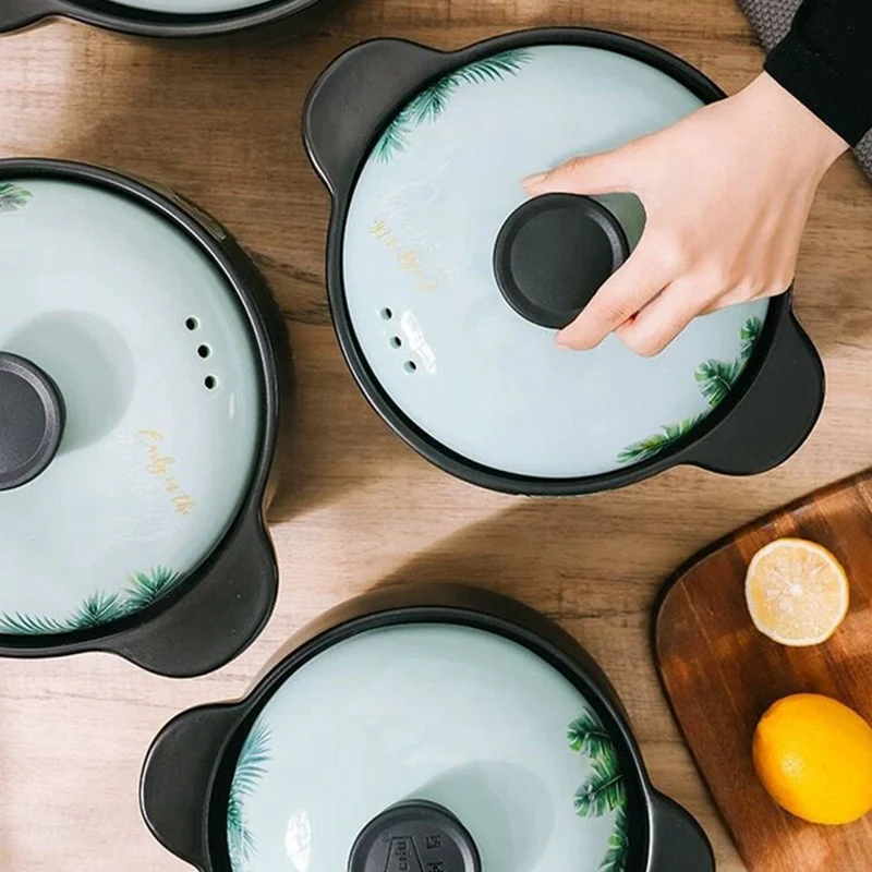 

Керамический горшок для хранения, керамическая посуда для варочной панели, суповая посуда, горшок для горшков из глины, кастрюля с ушками, г...