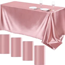 직사각형 웨딩 새틴 식탁보, 결혼식 연회 기념일 식탁 장식용 밝은 실크 테이블 커버, 57x102 인치