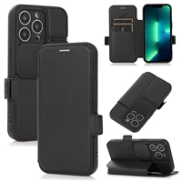 for iphone 13 pro leather flip cover slide camera lens protection case for iphone 13 12 11 pro max xr xs max 7 8 6s se book case