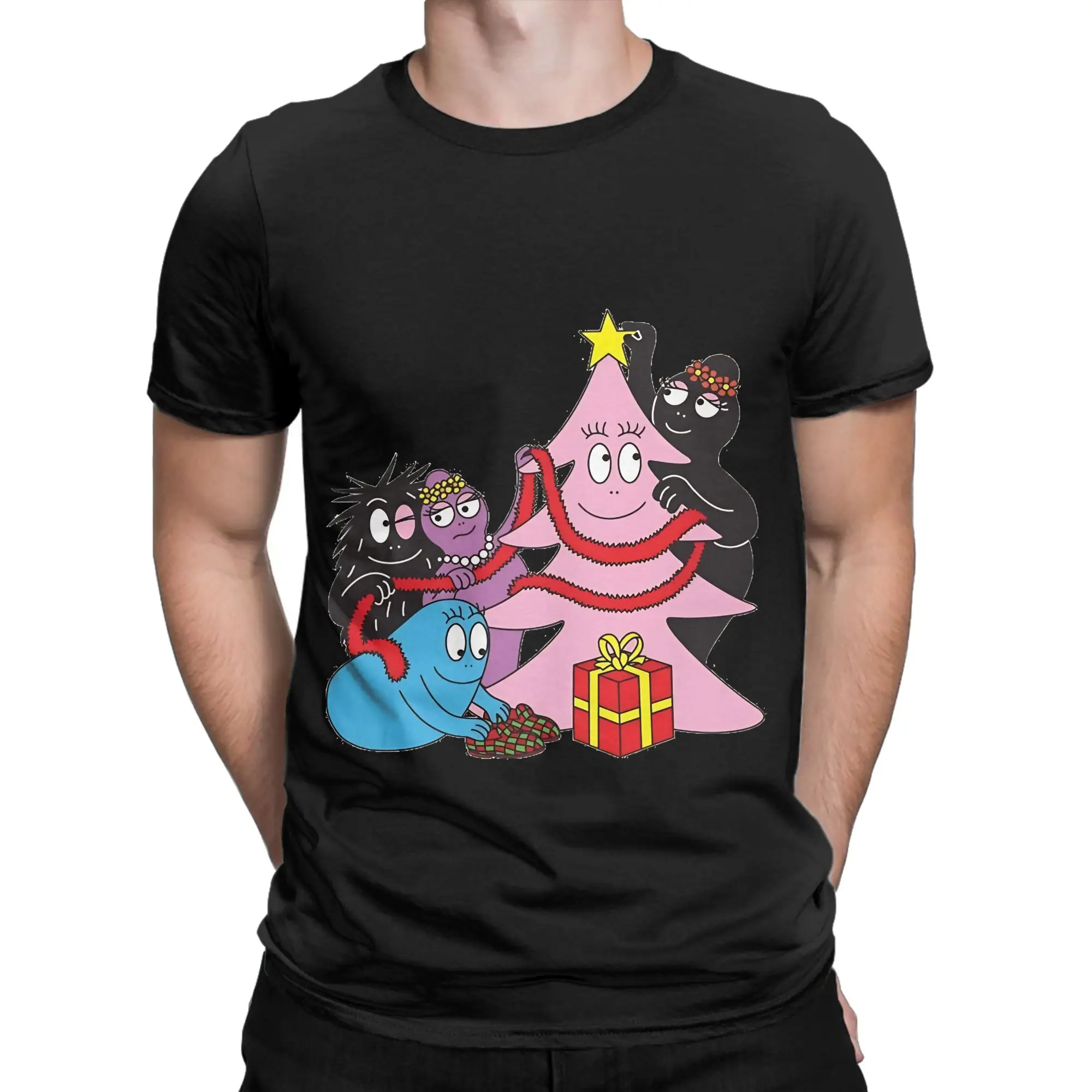 Фото Футболка Barbapapa ist bereit fur Weihnachten, забавная футболка из 100% хлопка, футболки Barba для мужчин №1