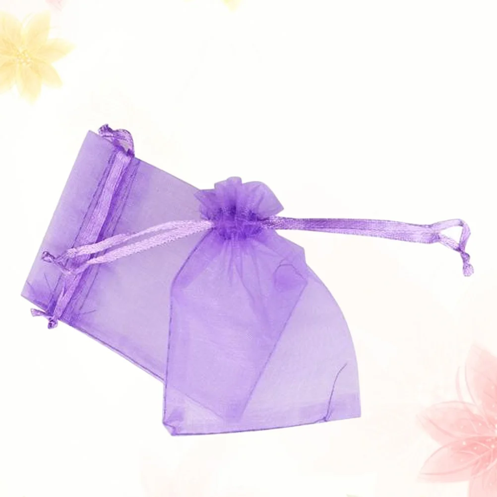 

100 Pcs Drawstring Bag Transparent Wedding Favor Bags Lavender Small Gift Candy
