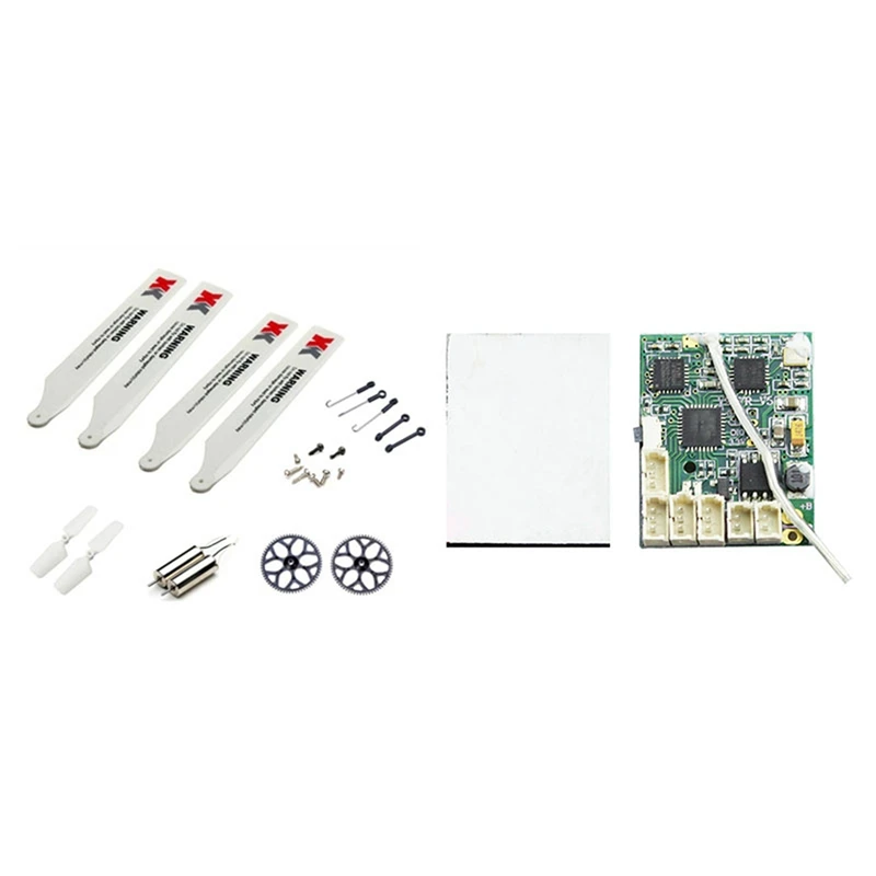

Main Blade+Tail Blade+Tail Motor+Gear+Screws Kit with Receiver Board Main Board for Wltoys XK K110 K124 RC Helicopter