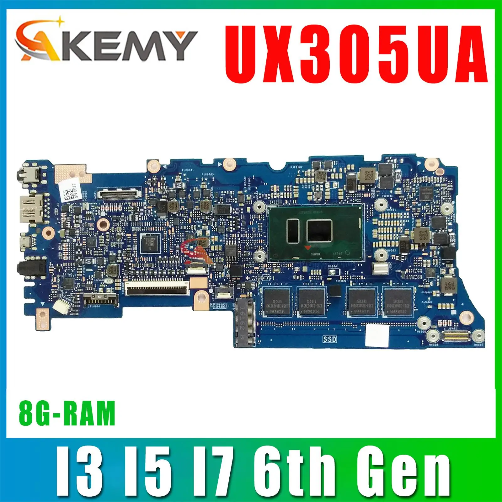 

UX305UA Motherboard Suitable For Asus ZenBook UX305U UX305 U305 Notebook Mainboard With I3 I5 I7 6th Gen 8G-RAM 100% Test