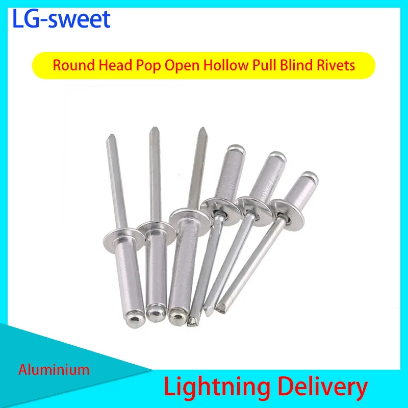 

Aluminium Dome Round Head Pop Open Hollow Pull Blind Rivets Bolt Dropper Self-plugging Rivet Decoration Nail Rebite