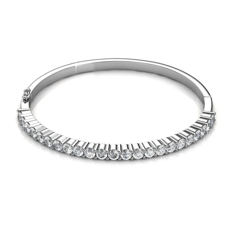 Фото Daisini Браслеты из качественной латуни с покрытием из белого золота 18 карат, украшенные премиальными кристаллами Swarovski для женщин, повседневные украшения №2