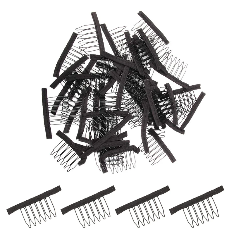 

12 шт./лот парик гребень для закрепления парика кружевные парики зажимы для изготовления головных уборов черные 6 зубцов аксессуары Инструме...