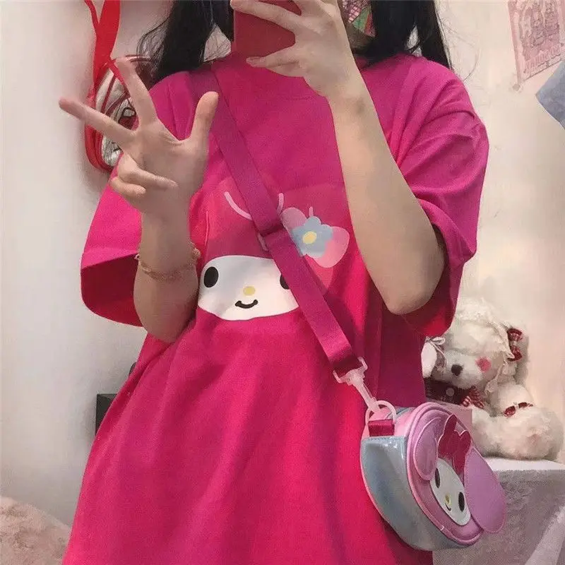 

Sanrio Cartoon Pure Cotton Short-Sleeved Hello Kitty Printing High-Value Loose Student Soft Girl Cute All-Match Top T-Shirt