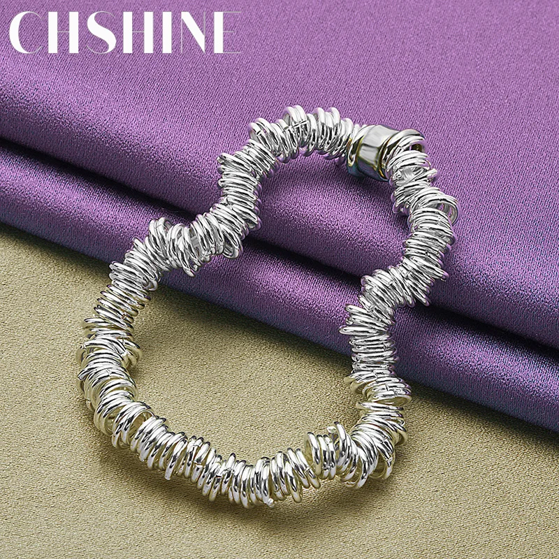 

CHSHINE 925 Sterling Silver Multi Circle Chain Bracelet Fashion Charm Jewelry 20CM 8inches