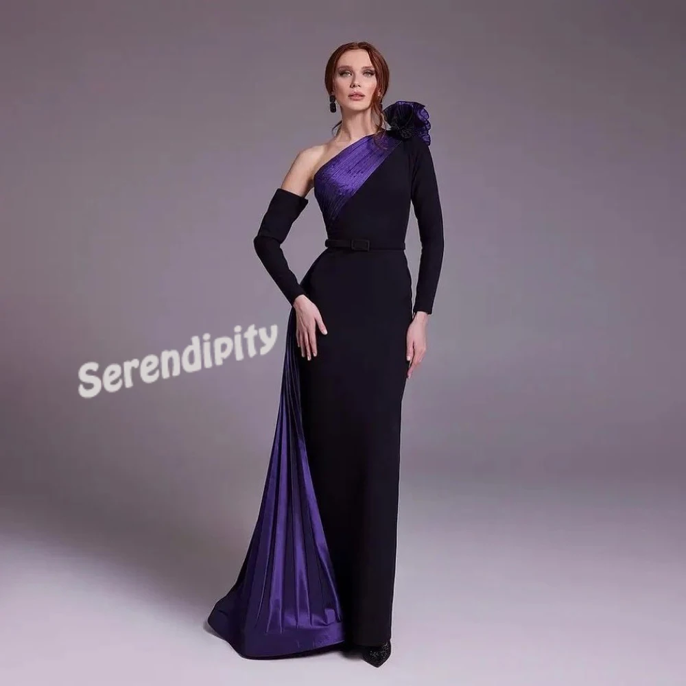

Serendipity Formal Occasion Floor-Length One-Shoulder Trumpet 3D Flower Evening Dress Cocktail Prom Gown With Train For Women